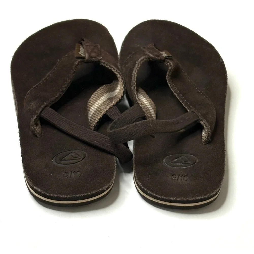 Reef Brown Leather Thong Sandals Flip‎ Flops 9/10 Lightweight Back Strap Toddler